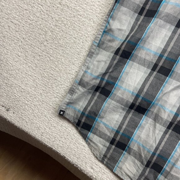 Y2K Hurley Shirt Mens XXL Light Grey / Blue Button Up Skater Surfer Beach Casual - Picture 15 of 15